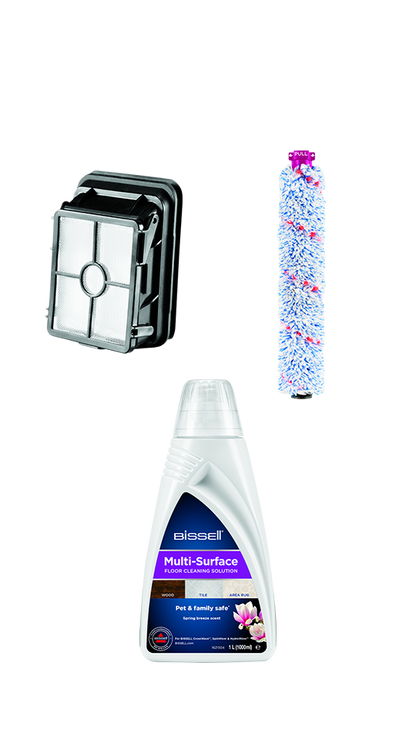 CrossWave Farklı Yüzeyler için Özel Kit ( 2x Tüm Yüzeylerde Kullanıma Uygun Deterjan (1 L) + Rulo Fırça & Filtre )